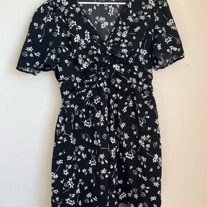 SHEIN Black and White Floral Mini Dress